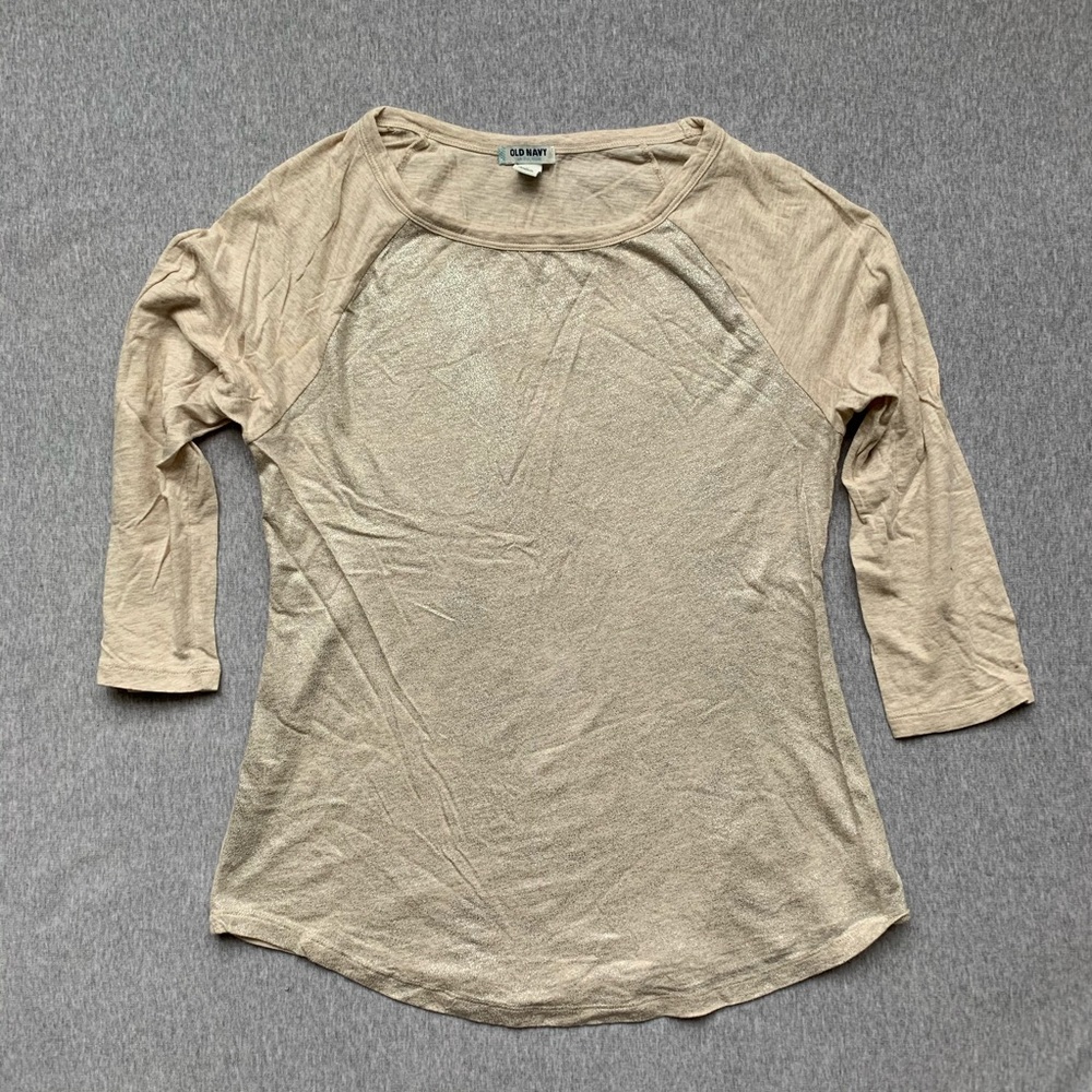 metallic baseball sleeve tee